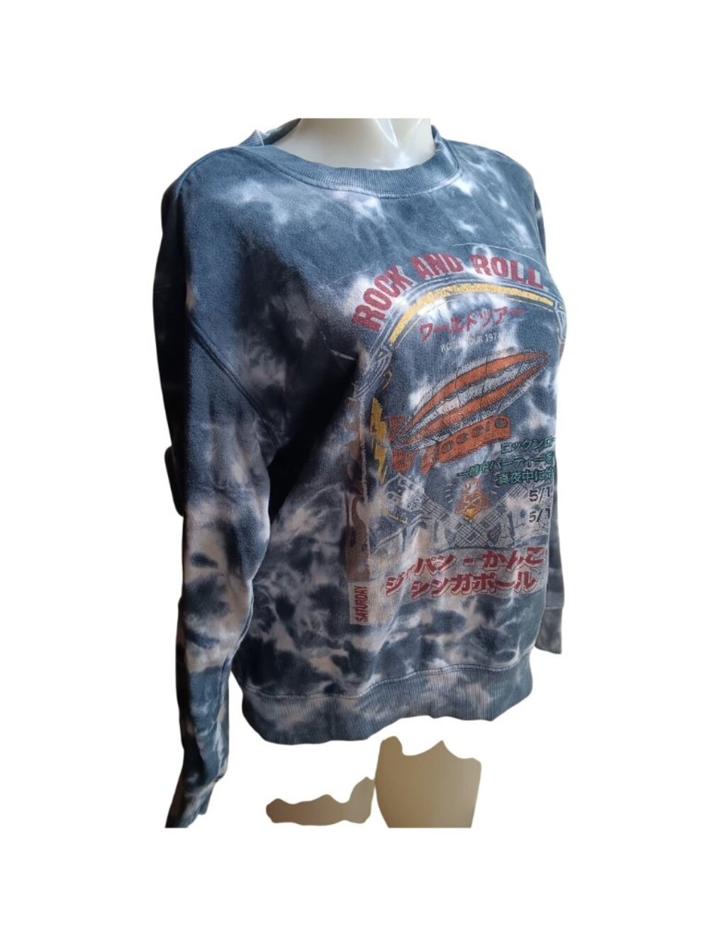 Crewneck Sweat Top Buckle Rock Roll Tie-Dye Sweatshirt Crewneck XS Modish Rebel - Picture 3 of 6